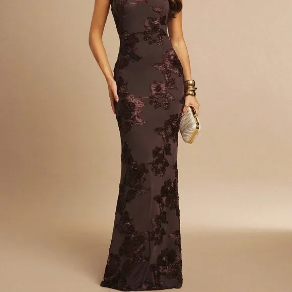 Brown Sexy Women's Floral Maxi Dress - Picture 3 of 7